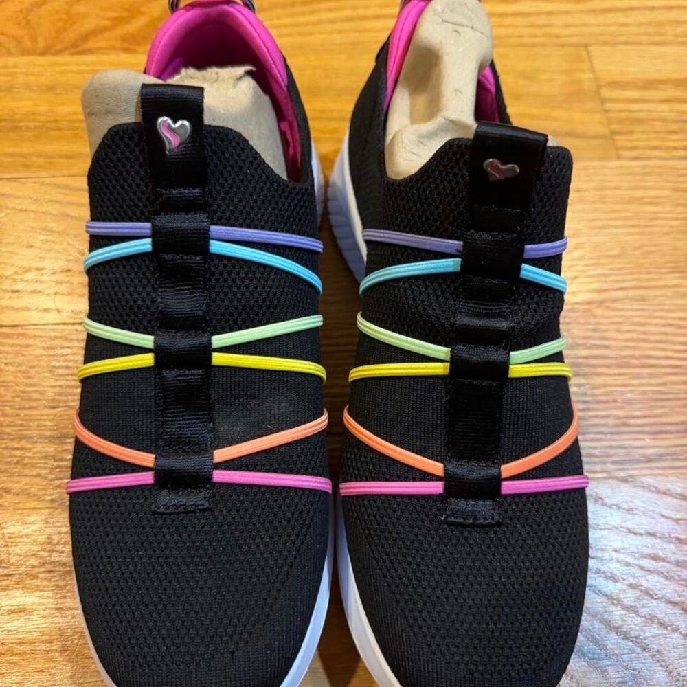 Skechers Black with Rainbow Trainers